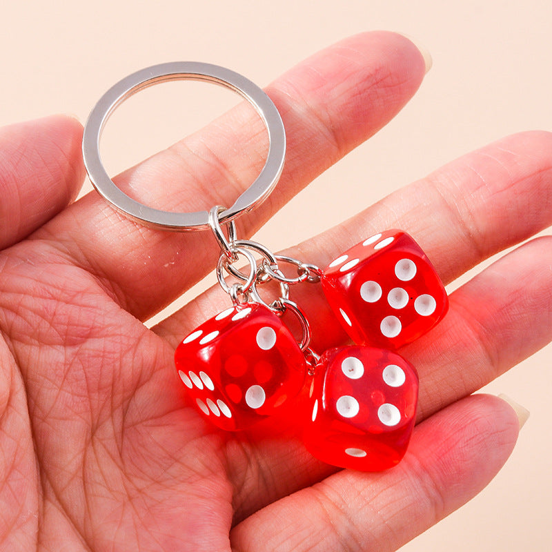 Wholesale Resin Geometry Square Dice Keychain